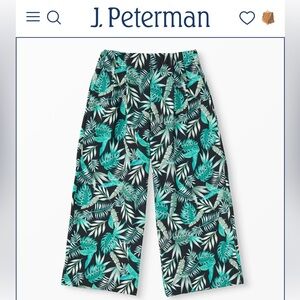 J. Peterman Palm Print Culottes Size 6 Tropical Leaf Wide-Leg Cropped Pants 6512
